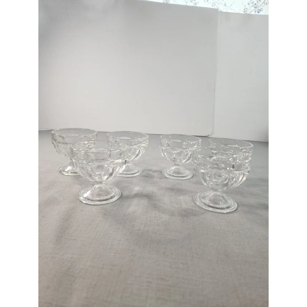 6 Federal Glass? Footed Clear Dessert Cups Ice Cream Dish Sherbet Parfait 3